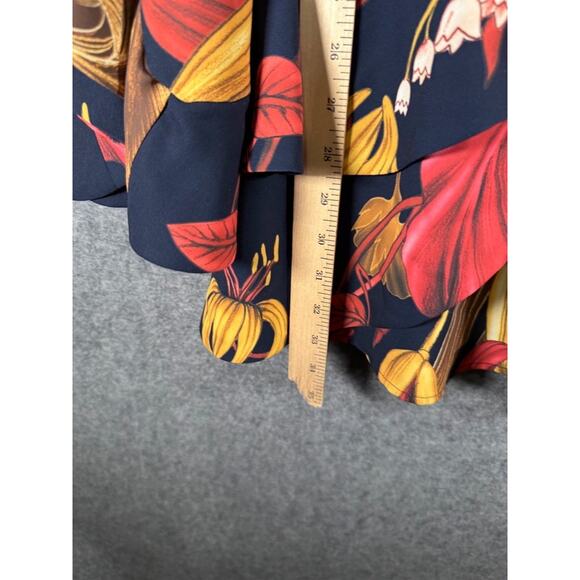 C/ MEO Dress Women Small Gossamer Navy Blue Floral Print Long Sleeve Wrap‎ Mini - Picture 6 of 9